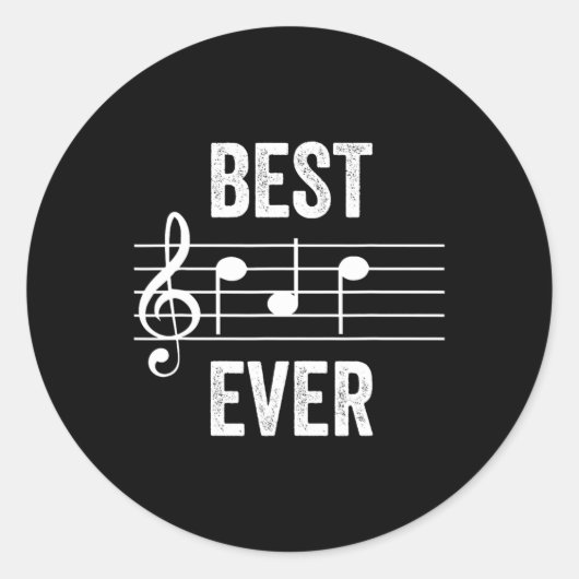 最高のパパEver Music Notesおもしろい Faters Day Gift ラウンドシール (正面)