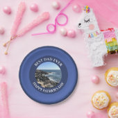 最高のパパEver Navy Blue海ロッキー・ショアの写真 ペーパープレート (パーティー)