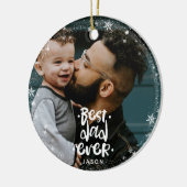 最高のパパEver Photo名前をカスタムするスノーフレークフレーム セラミックオーナメント (左)