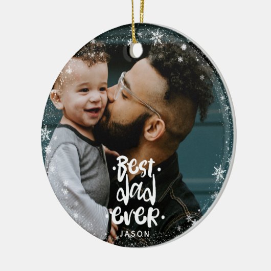 最高のパパEver Photo名前をカスタムするスノーフレークフレーム セラミックオーナメント (左)