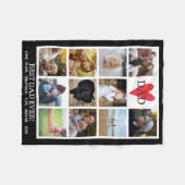 最高のパパEver Photo Collageブラックパーソナライズされた フリースブランケット (正面(横))