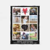最高のパパEver Photo Collageブラックパーソナライズされた フリースブランケット (正面)