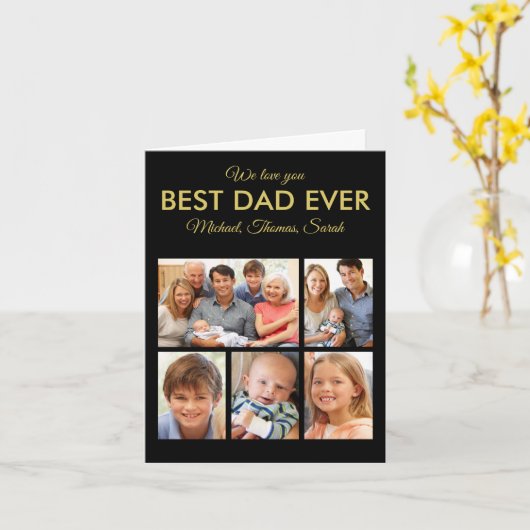 最高のパパEver Photo Collage Fanthers Day カード (黄色い花)