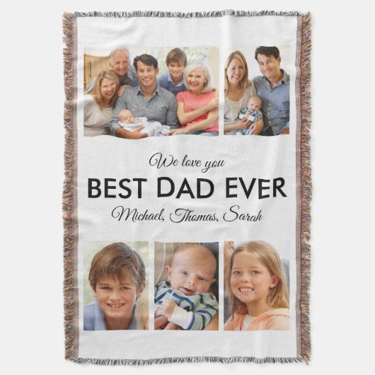 最高のパパEver Photo Collage Fanthers Day スローブランケット (正面縦)