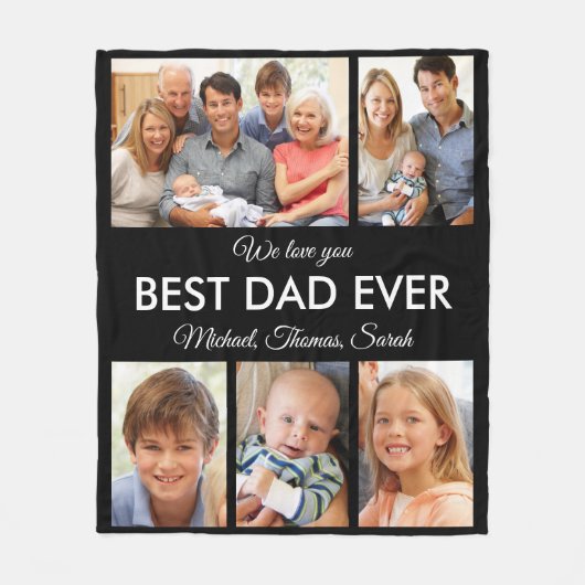 最高のパパEver Photo Collage Fanthers Day フリースブランケット (正面)