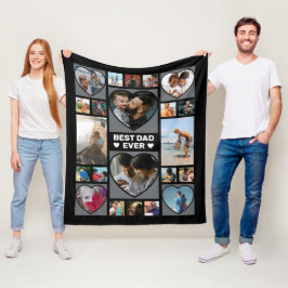 最高のパパEver Photo Collage Father's DayフリースB フリースブランケット