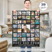 最高のパパEVER Photo Collage Your Text Black フリースブランケット