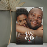 最高のパパEver Photo Father's Day フォトプラーク<br><div class="desc">お父さんのモダン日の写真のプラークは、あなたが自分自身で置き換える完全な印刷された家族の写真を備え、キュートなことわざ最高の"パパの前に"、赤いハートと子供の名前。</div>