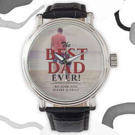 最高のパパEver Redタイポグラフィ父の日写真 腕時計