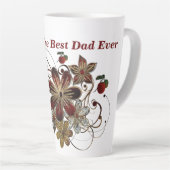 最高のパパEver Redフローラ輝く父親の日 カフェラテマグ (右アングル)