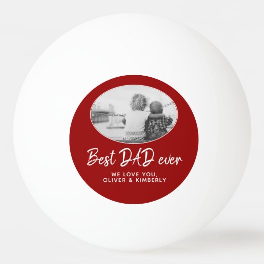 最高のパパEver Red Oval Photo Frame Father's Day 卓球ボール (正面)