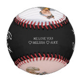 最高のパパEver Script手書きフォトブラック 野球ボール (裏面)