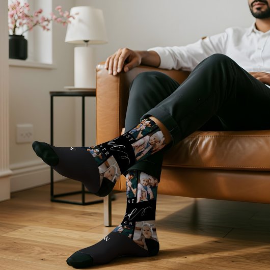 最高のパパEver Script Father's Dayフォトコラージュ ソックス