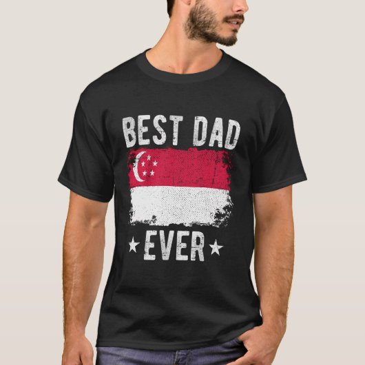 最高のパパEver Singapore国旗シンガポール最高のパパ Tシャツ (正面)
