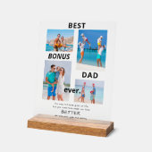 最高のパパEver Stepdad 4 Photo Father's Day アクリルサイン (傾斜)