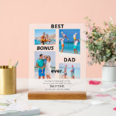 最高のパパEver Stepdad 4 Photo Father's Day アクリルサイン (ウェディング)