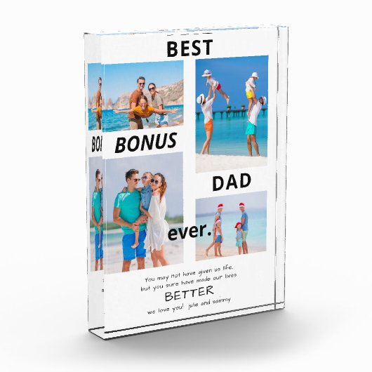 最高のパパEver Stepdad 4 Photo Father's Day フォトブロック (左)