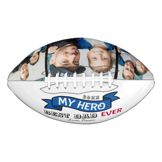 最高のパパEver Topography Blue Banner Photo Collage アメリカンフットボール (正面)