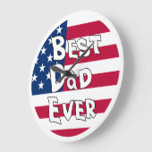 最高のパパEVER USA国旗 ラージ壁時計 (傾斜)