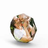 最高のパパEver White Script Father's Day Gift フォトブロック (右)