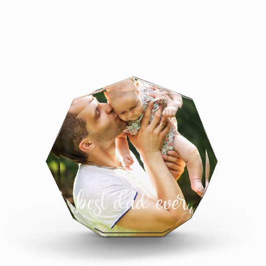 最高のパパEver White Script Father's Day Gift フォトブロック (正面)