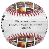 最高のパパEver Wood素朴 6フォトコラージュ ソフトボール (裏面)