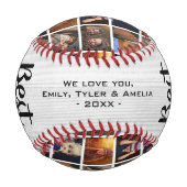 最高のパパEver Wood素朴 6フォトコラージュ 野球ボール (裏面)