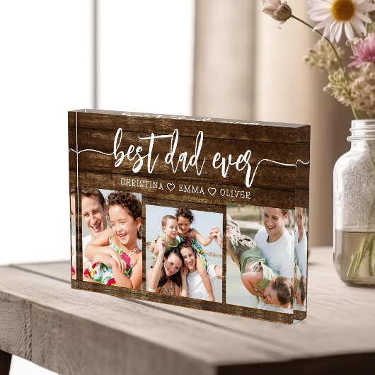 最高のパパEver Wood - Father's Day Photo Collage フォトブロック