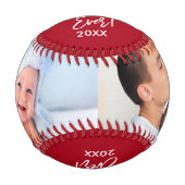 最高のパパEver Year 2フォトブラシスクリプトレッド 野球ボール (正面)