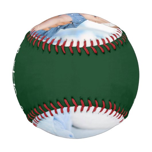 最高のパパEver Year 2 Photo Brush Script Green 野球ボール (裏面)