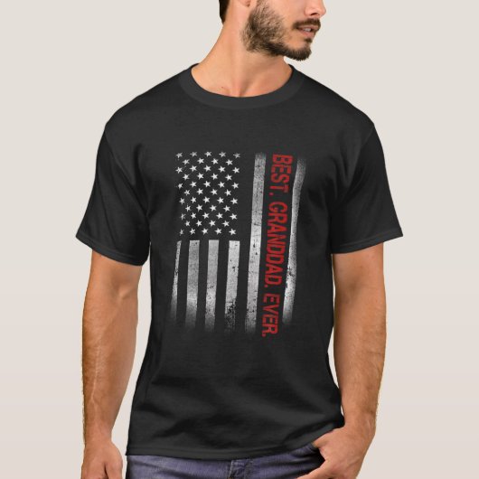 最高のパパPのヴィンテージアメリカ国旗 Tシャツ (正面)