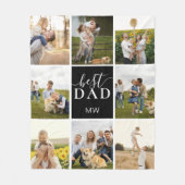 最高のパパPhoto Collage Monogram Father フリースブランケット (正面)