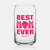 最高のパーソナライズされたお母さんいつもイチゴのお母さんの日 ガラス缶 (正面)