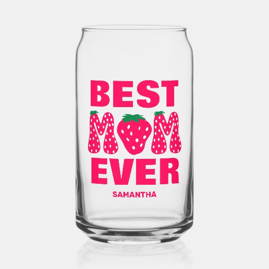 最高のパーソナライズされたお母さんいつもイチゴのお母さんの日 ガラス缶 (正面)