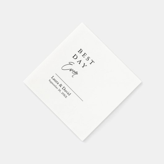 最高のパーソナライズされたデイミニマル結婚紙 スタンダードカクテルナプキン (角)