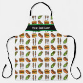 最高のパーソナライズされたパパは今までで可愛いバーベキューフード エプロン (正面)