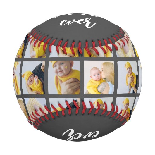最高のパーソナライズされたパパ写真のコラージュと文字 野球ボール (正面)