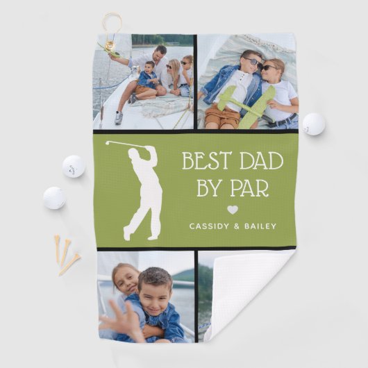 最高のパーソナライズされたパパbyパー写真コラージングゴルフ ゴルフタオル (インサイチュ)