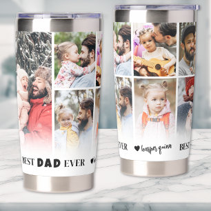 最高のパーソナライズされたパパEver 8 Photo Collage Father 保温保冷タンブラー