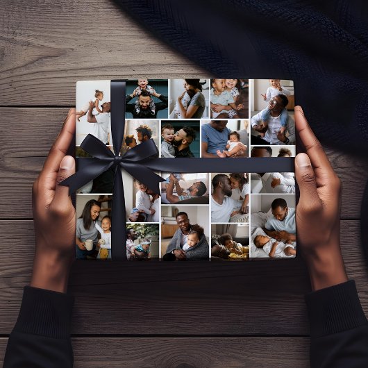 最高のパーソナライズされたパパEver Family Photo Collage ラッピングペーパーシート