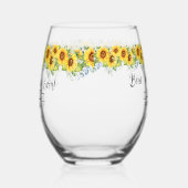最高のパーソナライズされたメマウ…ひまわり ステムなしワイングラス (右)