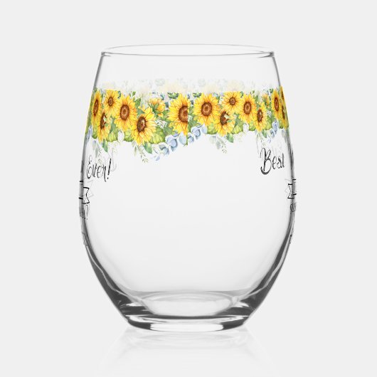 最高のパーソナライズされたメマウ…ひまわり ステムなしワイングラス (右)