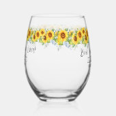 最高のパーソナライズされたメマウ…ひまわり ステムなしワイングラス (左)