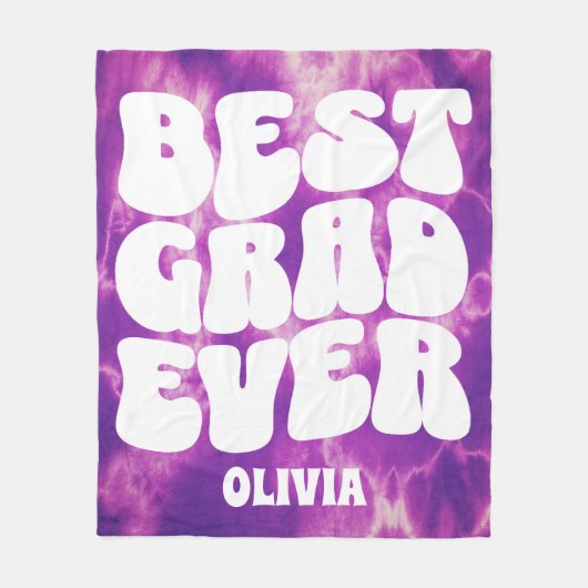 最高のパーソナライズされたラードエバーパープル絞り染め フリースブランケット (正面)