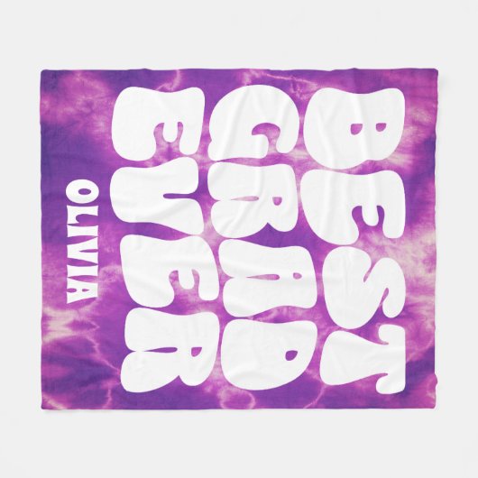 最高のパーソナライズされたラードエバーパープル絞り染め フリースブランケット (正面(横))