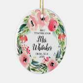 最高のパーソナライズされた先生水カラー花模様 セラミックオーナメント (右)