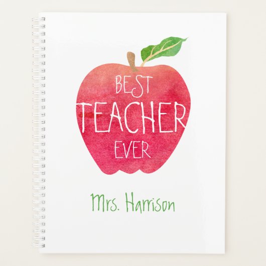 最高のパーソナライズされた先生・エバー・ウォーター・カラー・アップル プランナー手帳 (正面)