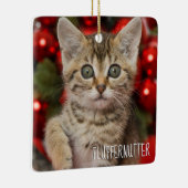 最高のパーソナライズされた写真猫Kitten + Name Photo セラミックオーナメント (右)