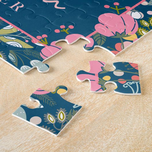 最高のパーソナライズされた母は家族の写真と文字 ジグソーパズル (側面)