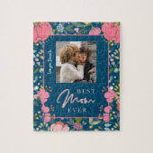 最高のパーソナライズされた母は家族の写真と文字 ジグソーパズル (縦)